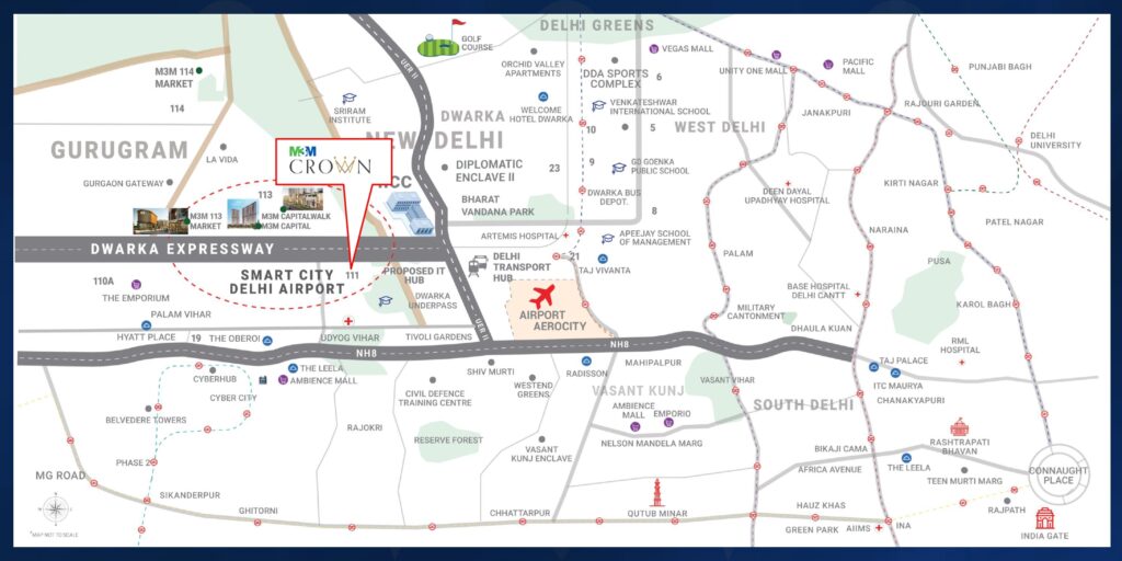 M3M Crown luxury apartments sector 111 location map